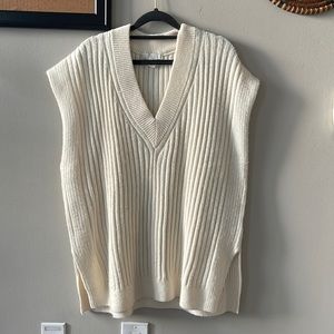Oversized but lightweight cream sweater vest